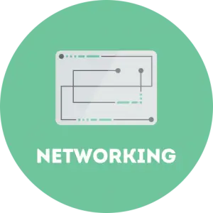 networking circle graphic | Turner Technology designs and implements local, wide area and virtualized networks