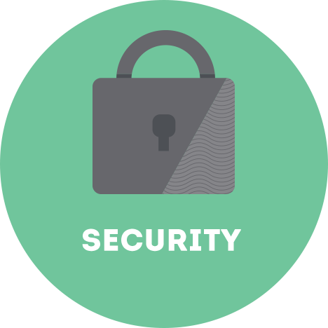 Security circle graphic | Turner Technology offers Security products to protect your email and financial information
