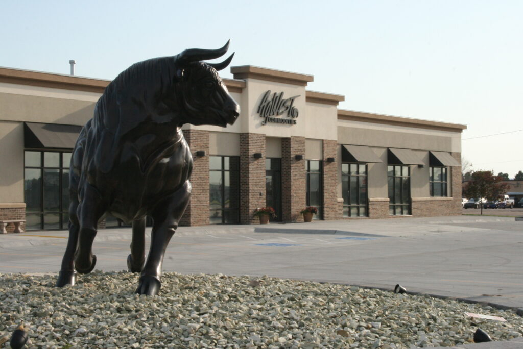Ag West Industries building with a running steer ,in Holdrege Nebraska